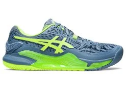 Asics Men's Gel-Resolution 9 WIDE (Steel Blue/Hazard Green)